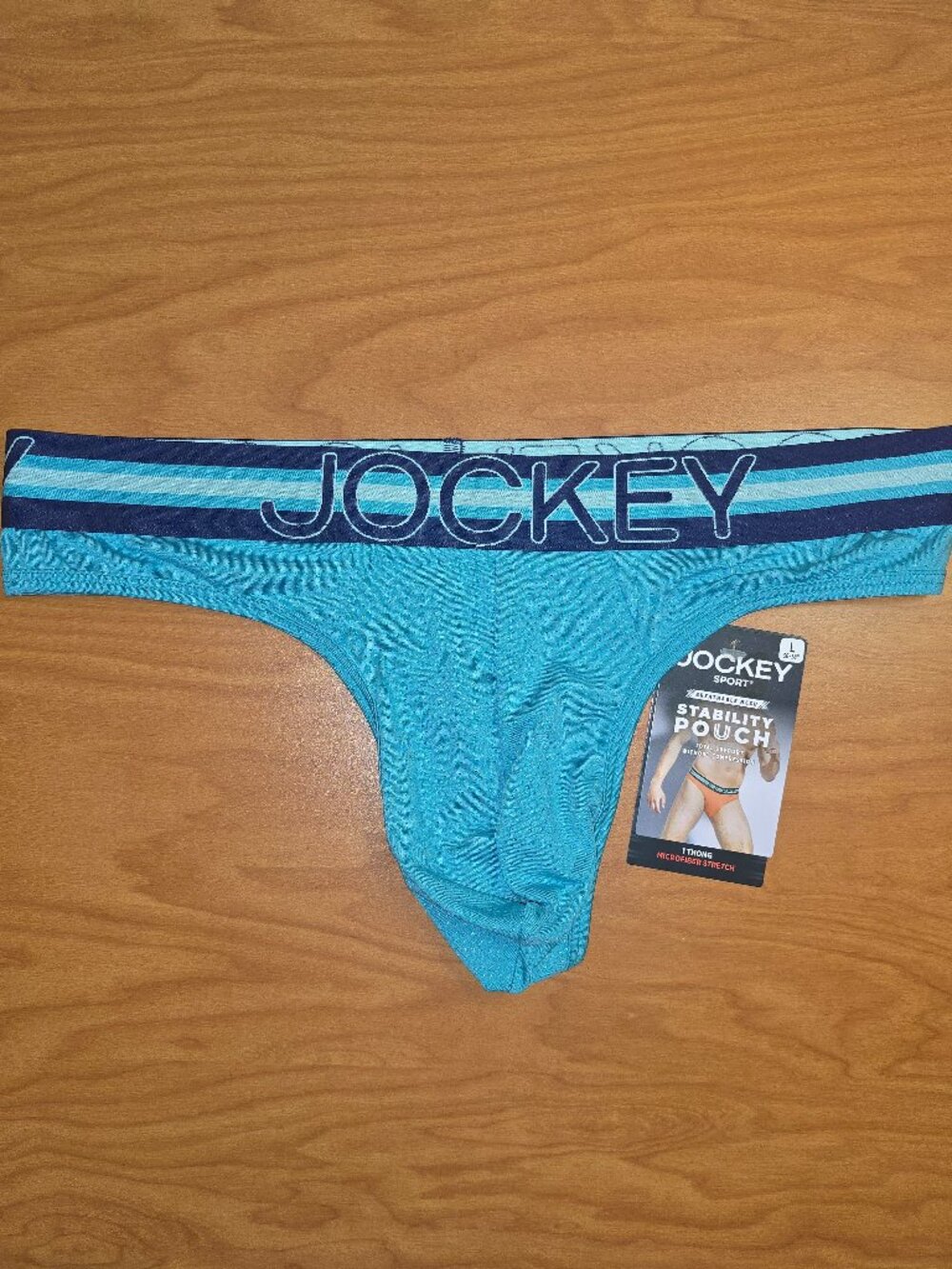 Jockey Men's Sport Stability Pouch Microfiber Thong - Large - Ocean Teal